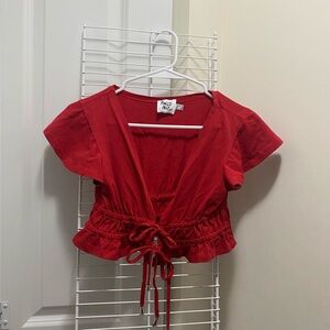 Princess Polly Red Tie-Front Blouse